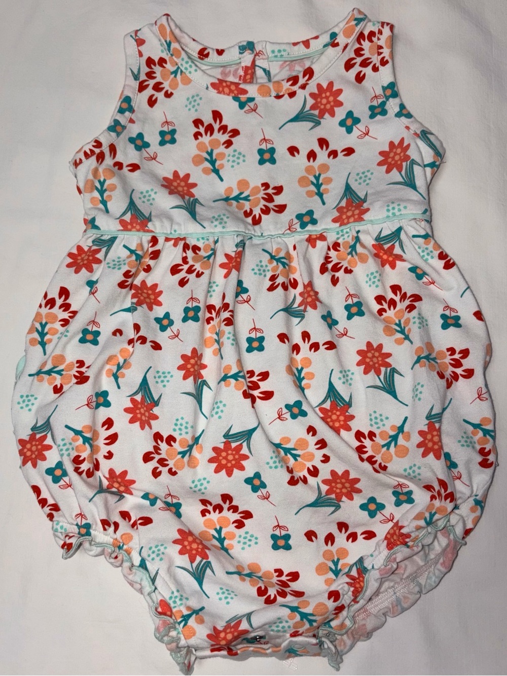 Ruffle Butts floral bubble with ruffled bottom sz 12-18 months EUC